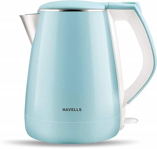 Havells Aqua Plus Electric Kettle 1.2L 1250W Stainless Steel Cool Touch (Blue)