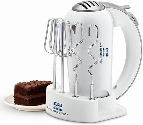 KENT Hand Blender 300W with 5-Speed Control, Beaters, Dough Hooks & Turbo Function