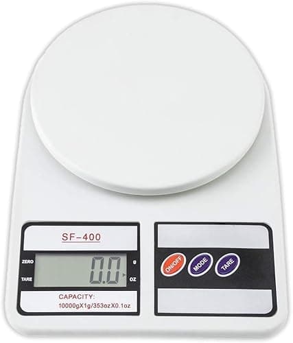 E-COSMOS SF-400 Digital Food Scale 10kg x 1g High Precision with Large LCD (White)
