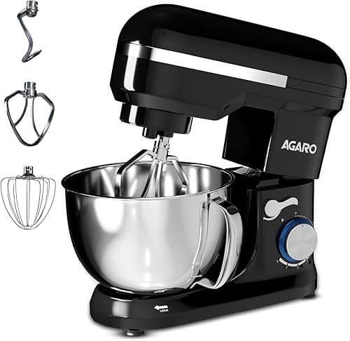 AGARO Royal Stand Mixer 1000W with 5L SS Bowl, 8-Speed & 3 Attachments (Black)