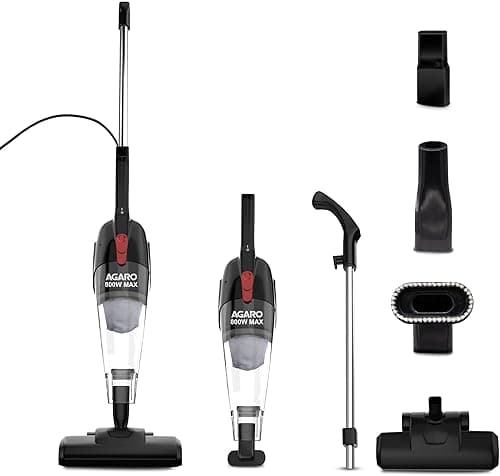 AGARO Regal Plus 800W 2-in-1 Upright Stick & Handheld Vacuum Cleaner (Black)