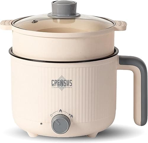 CPENSUS Mini Multipurpose Electric Kettle with Steamer 1.2L 600W Non-Stick Hotpot