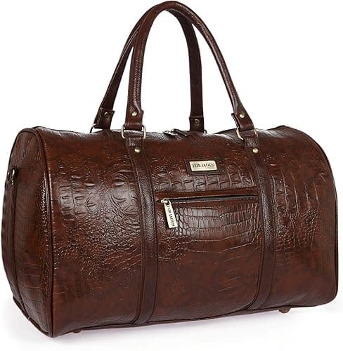 Fur Jaden Brown Textured Leatherette Duffle Bag