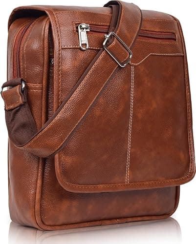 Shade Stylish PU Leather Sling Cross Body Travel Office Messenger Shoulder Bag for Men (Black)