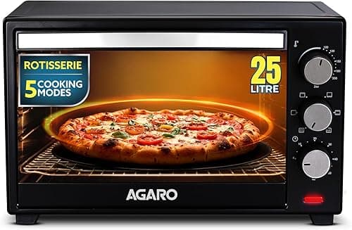 AGARO Marvel OTG 25L with Motorised Rotisserie, 5 Heating Modes & Timer (Black)