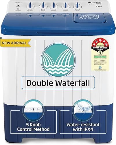 Voltas Beko (Tata) 8.5 Kg 5 Star Semi-Automatic Top Load Washing Machine (WTT85UHA, Blue)