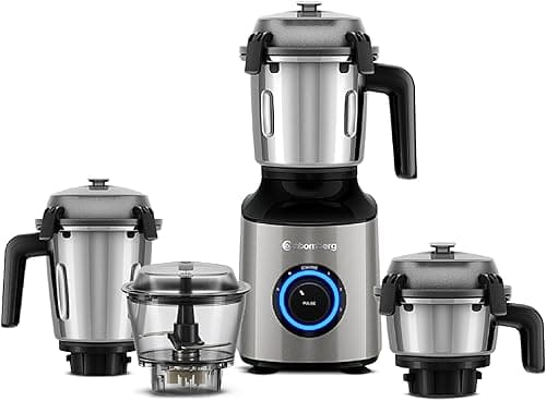 Atomberg Zenova Mixer Grinder with BLDC Motor, Coarse Mode & 4 Jars including Chopper (Sand Grey)