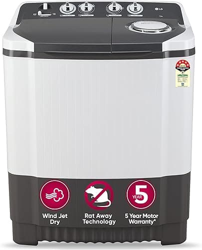 LG 7 Kg 5 Star Wind Jet Dry Semi-Automatic Top Load Washing Machine (P7020NGAZ, Dark Gray)