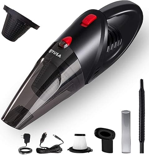 TUSA Wireless + Wired Car Vacuum Cleaner 6000mAh Battery 12V (Black)