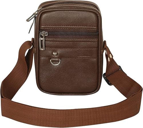 Gloss Leather Small Sling Bag for Men — Chest Crossbody Passport Bag