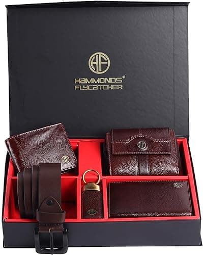 Genuine Leather Premium 5 in 1 Mega Gift Combo Set for Men — Wallet, Ladies Wallet, Passport Holder, Belt & Keyring