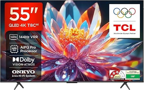 TCL 139 cm (55 inch) 4K Ultra HD Smart QLED Google TV (55T8C)