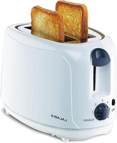 Bajaj ATX 4 750W 2-Slice Pop-up Toaster with 6-Level Browning & Dust Cover (White)